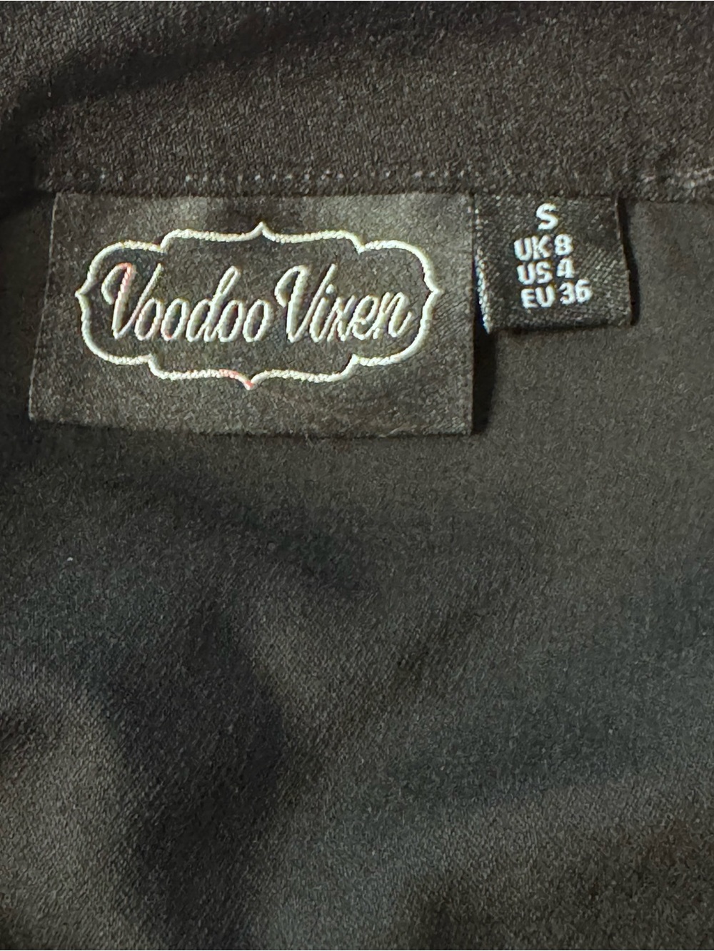 Voodoo Vixen Black Fit & Flare Swing Dress Criss Cross Strap Retro Pin Up Small - Picture 7 of 12